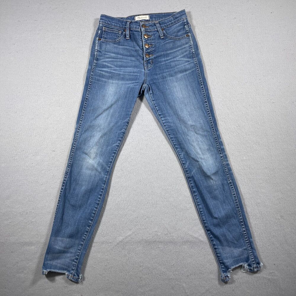 Madewell 10" High Rise Jeans Women Size 26 Skinny Exposed Button‎ Fly Raw Hem
